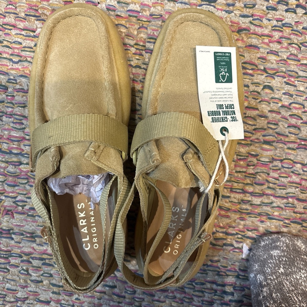 Clarks Originals Sand Suede Strap Loafers in Tan - Picture 2 of 2